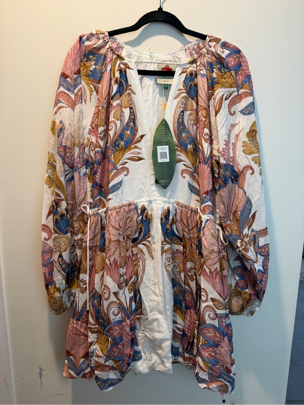 FARM Rio Pink Multi Floral Peasant dress